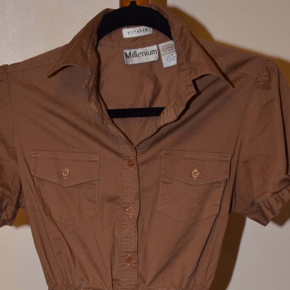 Toffee Collared Shirt Dress